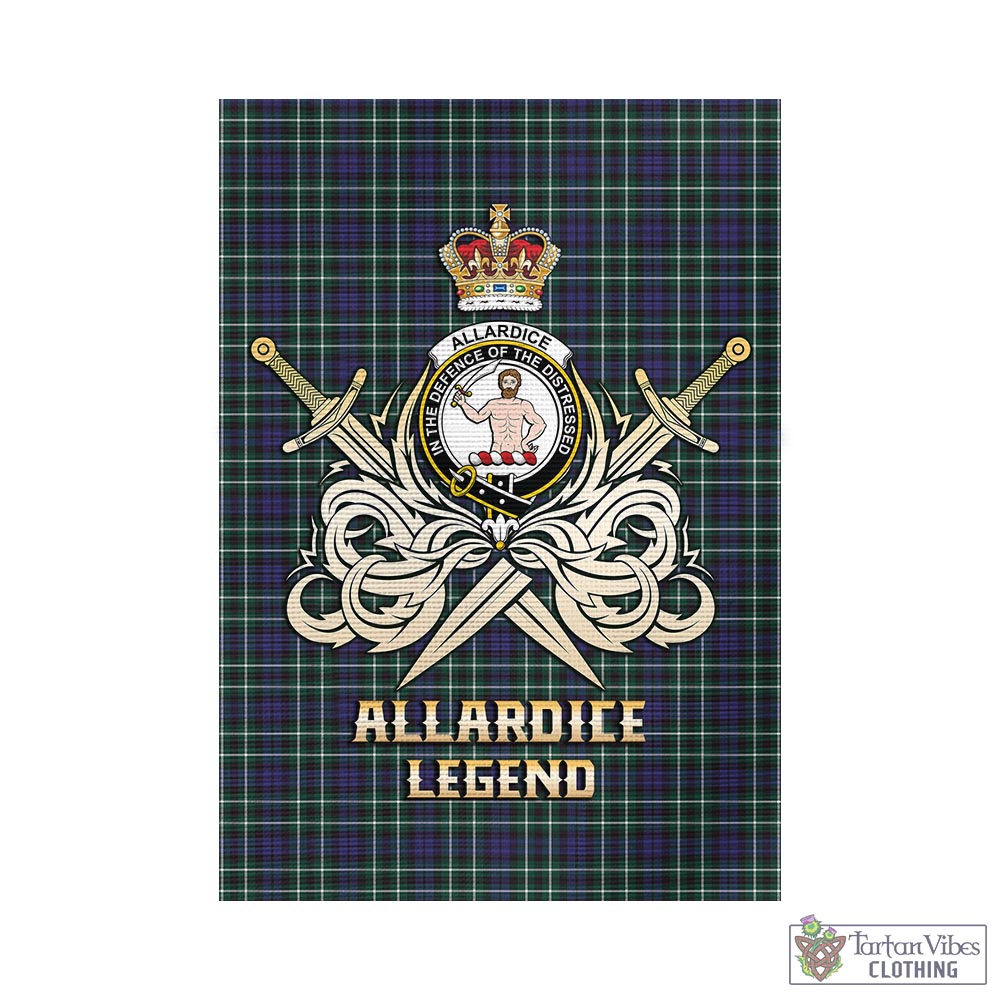 Tartan Vibes Clothing Allardice Tartan Flag with Clan Crest and the Golden Sword of Courageous Legacy