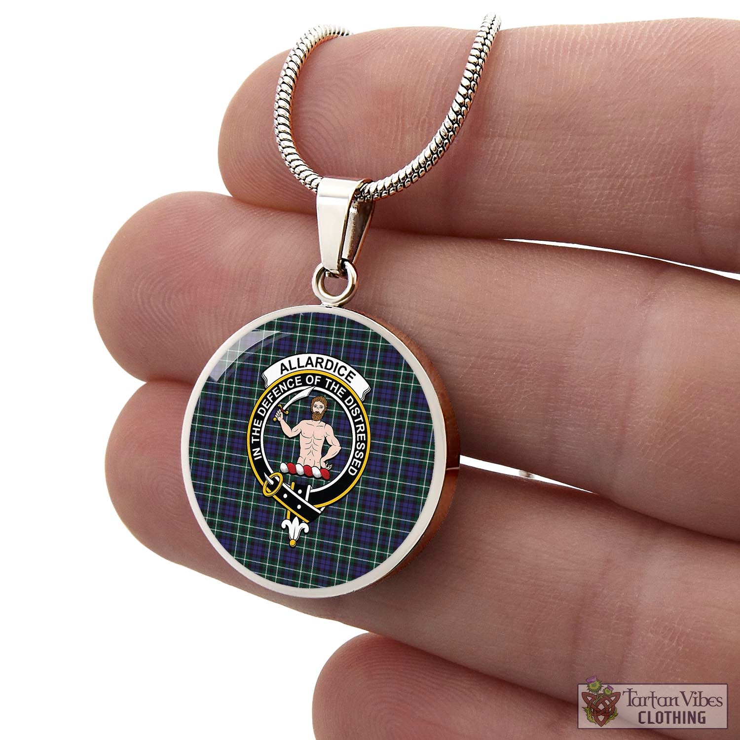 Tartan Vibes Clothing Allardice Tartan Circle Necklace with Family Crest