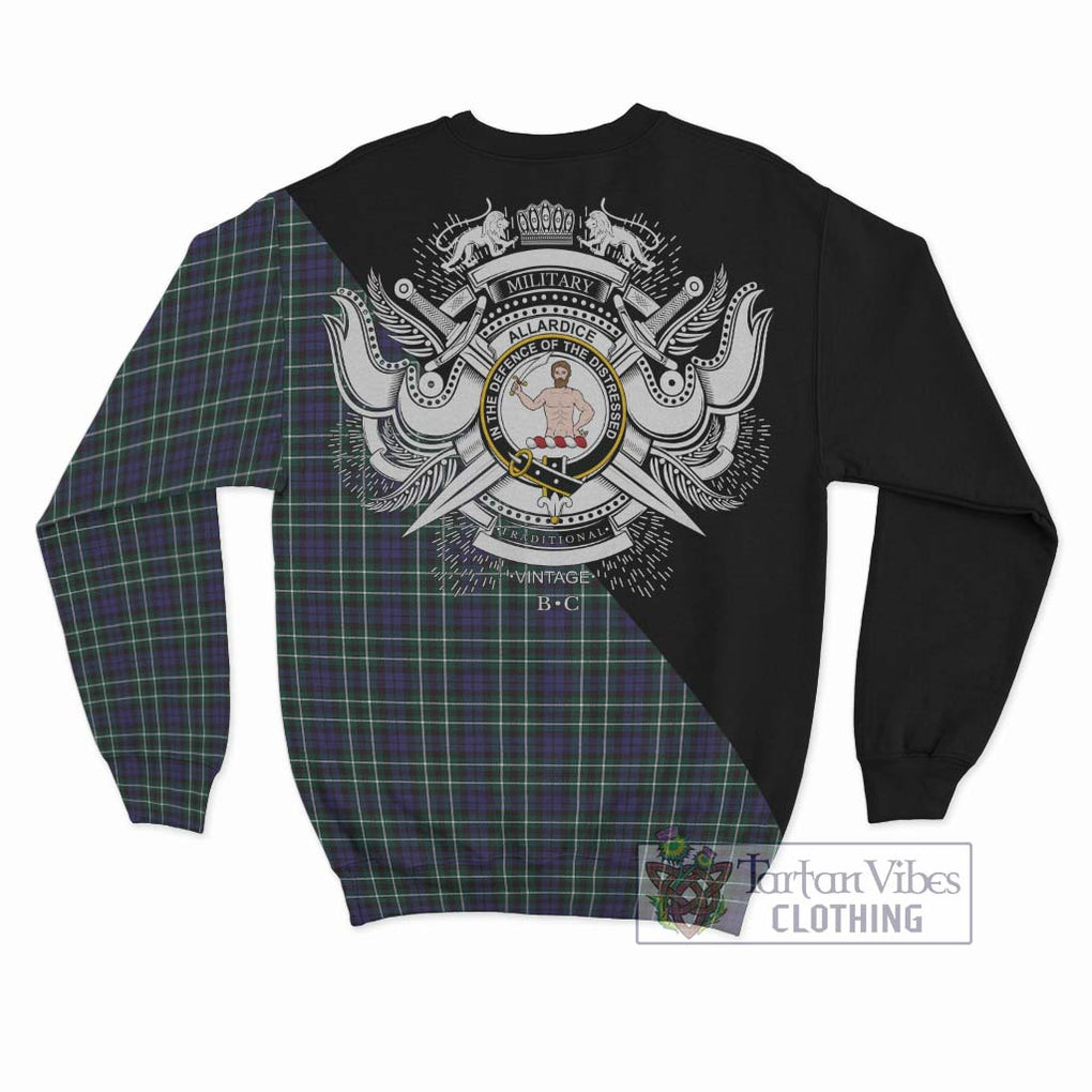 Allardice Tartan Sweatshirt with Family Crest and Military Logo Style - Tartan Vibes Clothing