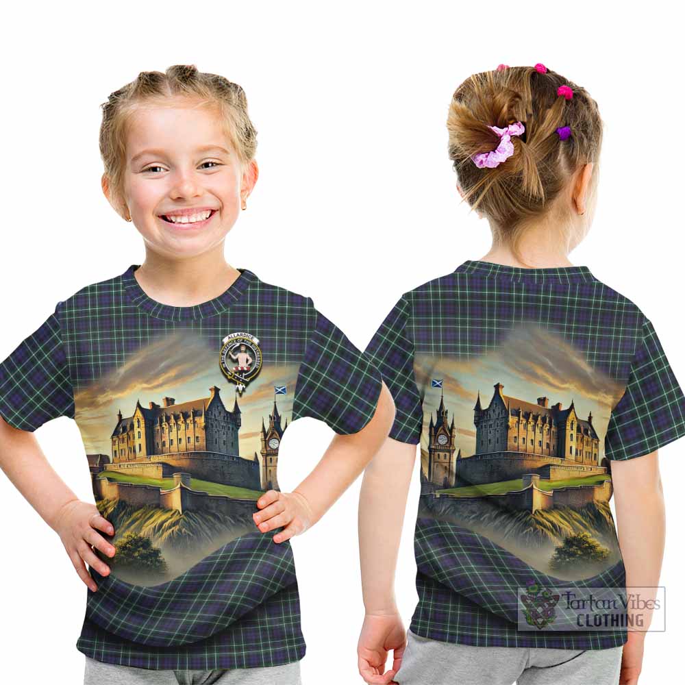 Allardice Tartan Family Crest Kid T-Shirt with Scottish Ancient Castle Style - Tartan Vibes Clothing