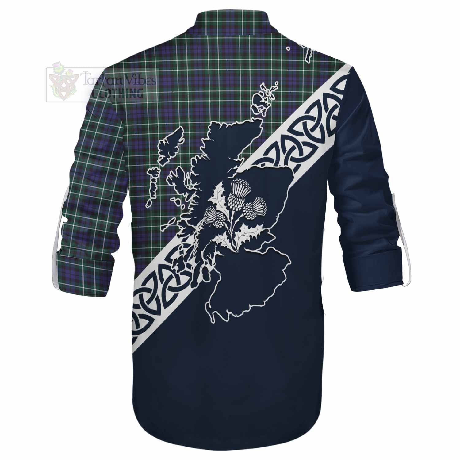 Allardice Tartan Ghillie Kilt Shirt Featuring Thistle and Scotland Map - Tartan Vibes Clothing