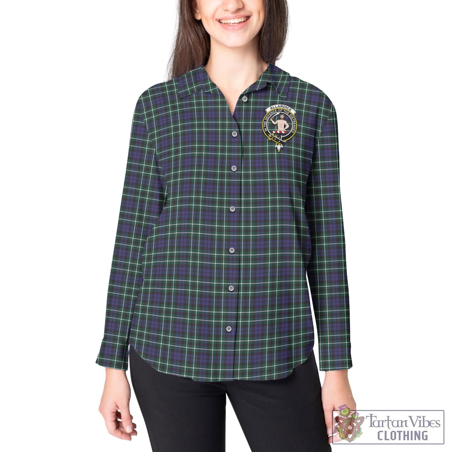 Tartan Vibes Clothing Allardice Tartan Womens Casual Shirt with Family Crest