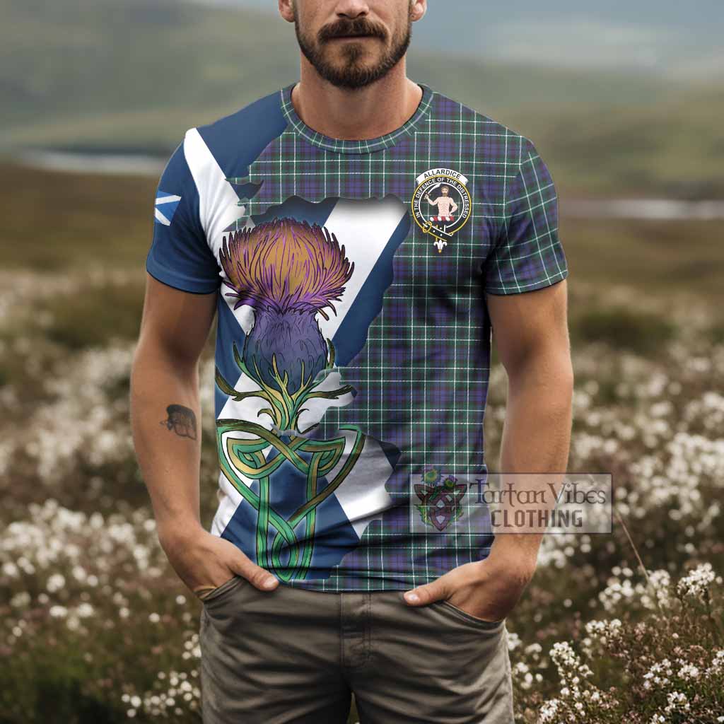 Tartan Vibes Clothing Allardice Tartan Family Crest T-Shirt Scottish Thistle Celtic Inspired
