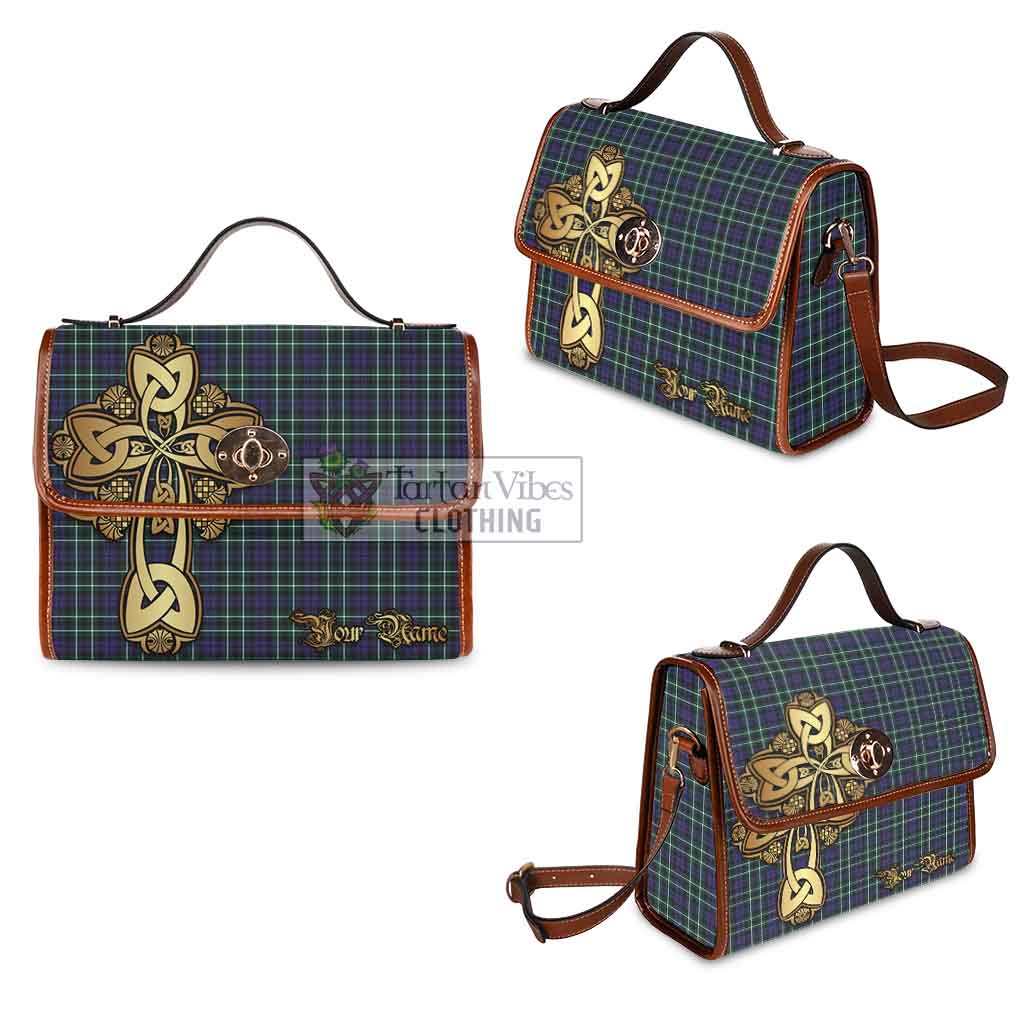 Tartan Vibes Clothing Allardice Tartan Waterproof Canvas Bag Golden Thistle Celtic Cross Style
