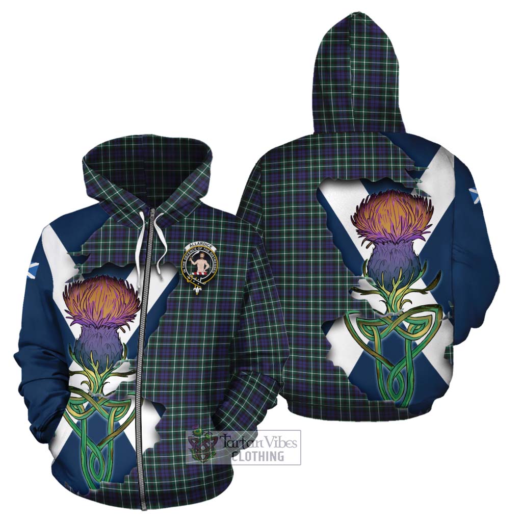 Tartan Vibes Clothing Allardice Tartan Family Crest Cotton Hoodie Scottish Thistle Celtic Inspired