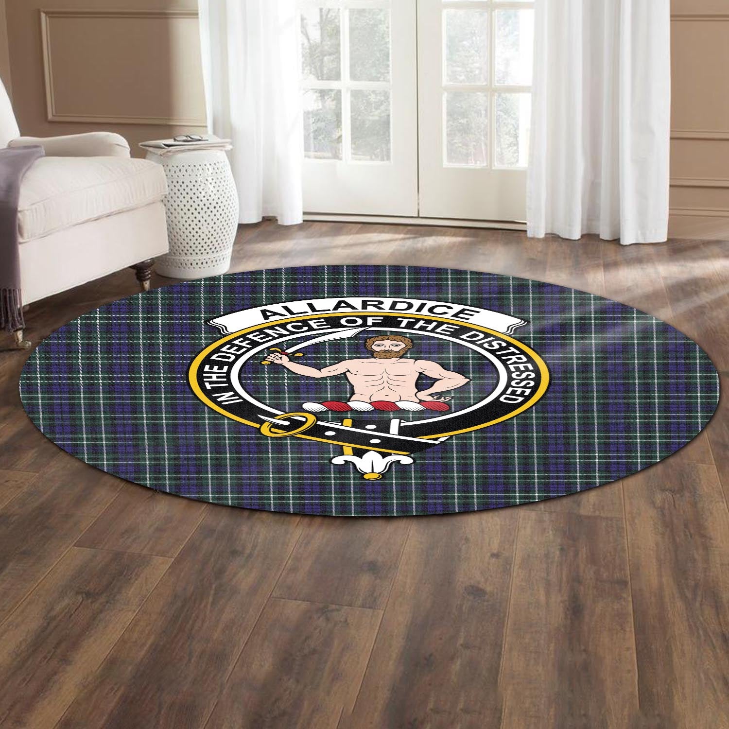 Allardice Tartan Round Rug with Family Crest - Tartanvibesclothing