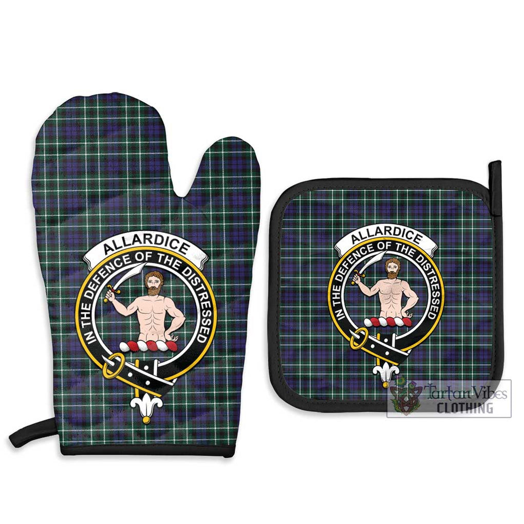 Allardice Tartan Combo Oven Mitt & Pot-Holder with Family Crest Combo 1 Oven Mitt & 2 Pot-Holder Black - Tartan Vibes Clothing