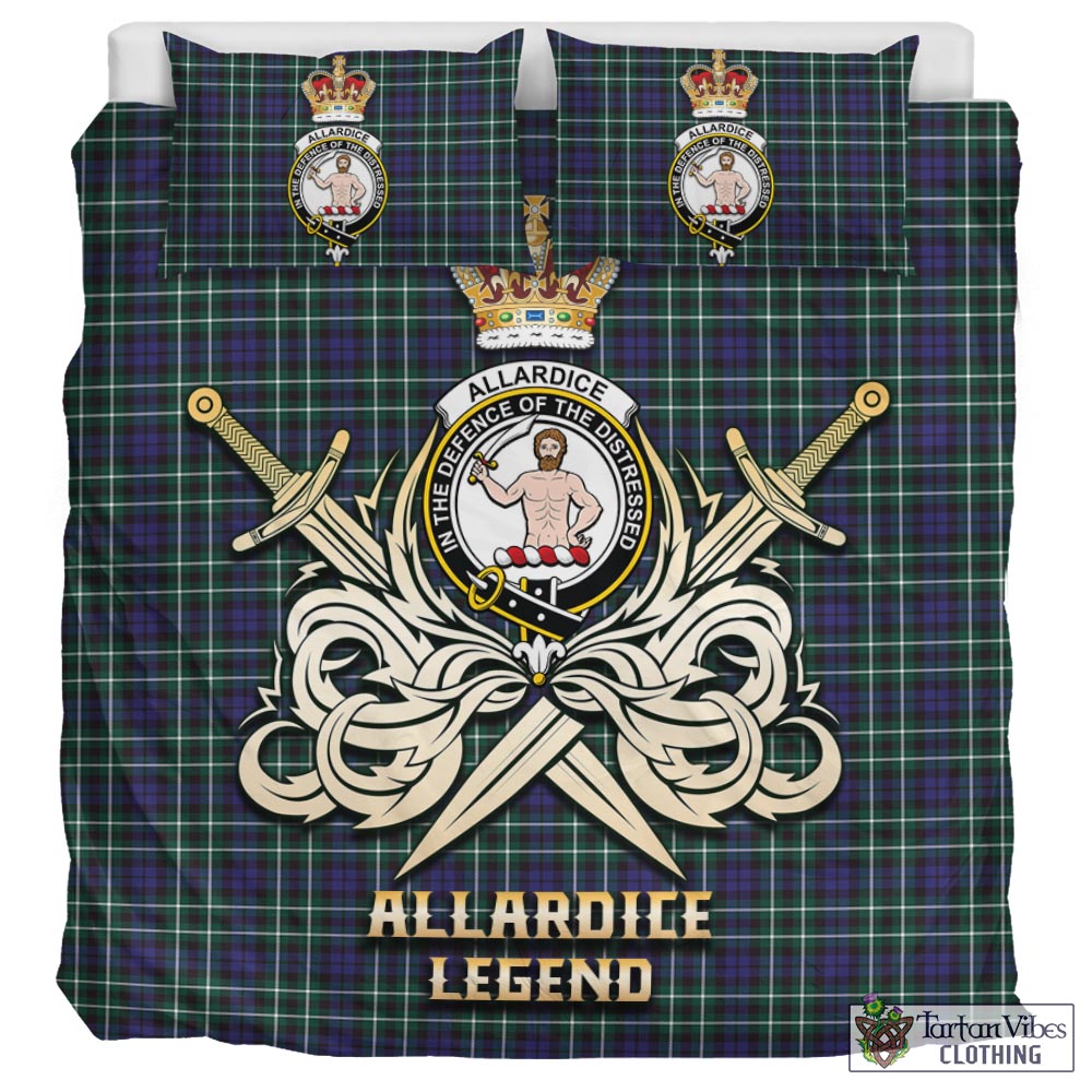 Tartan Vibes Clothing Allardice Tartan Bedding Set with Clan Crest and the Golden Sword of Courageous Legacy