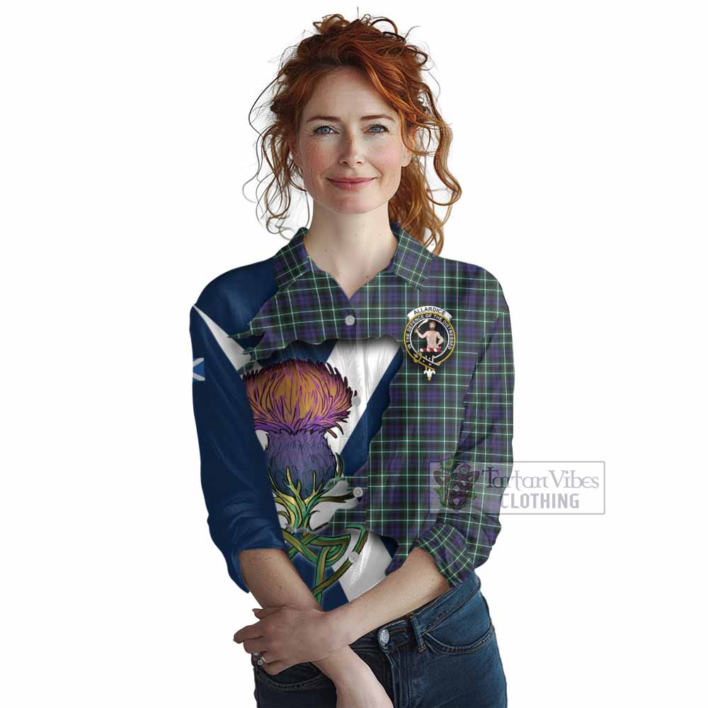 Tartan Vibes Clothing Allardice Tartan Family Crest Women's Casual Shirt Scottish Thistle Celtic Inspired