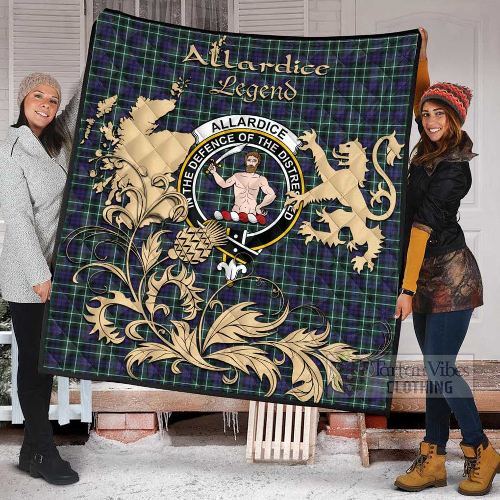 Tartan Vibes Clothing Allardice Tartan Quilt with Family Crest and Scottish Symbol Style
