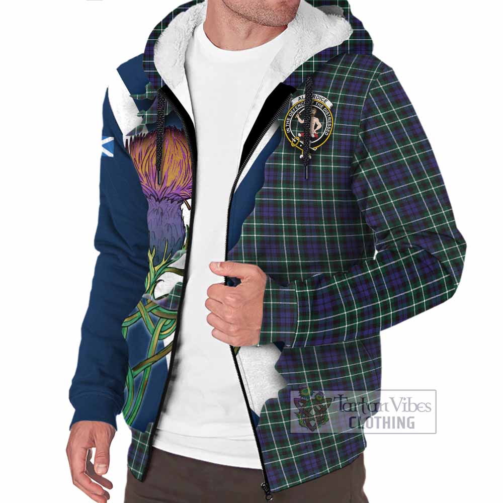 Tartan Vibes Clothing Allardice Tartan Family Crest Sherpa Hoodie Scottish Thistle Celtic Inspired