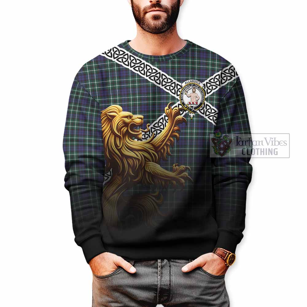 Allardice Crest Tartan Sweatshirt with Golden Lion Emblem Celtic Style - Tartan Vibes Clothing