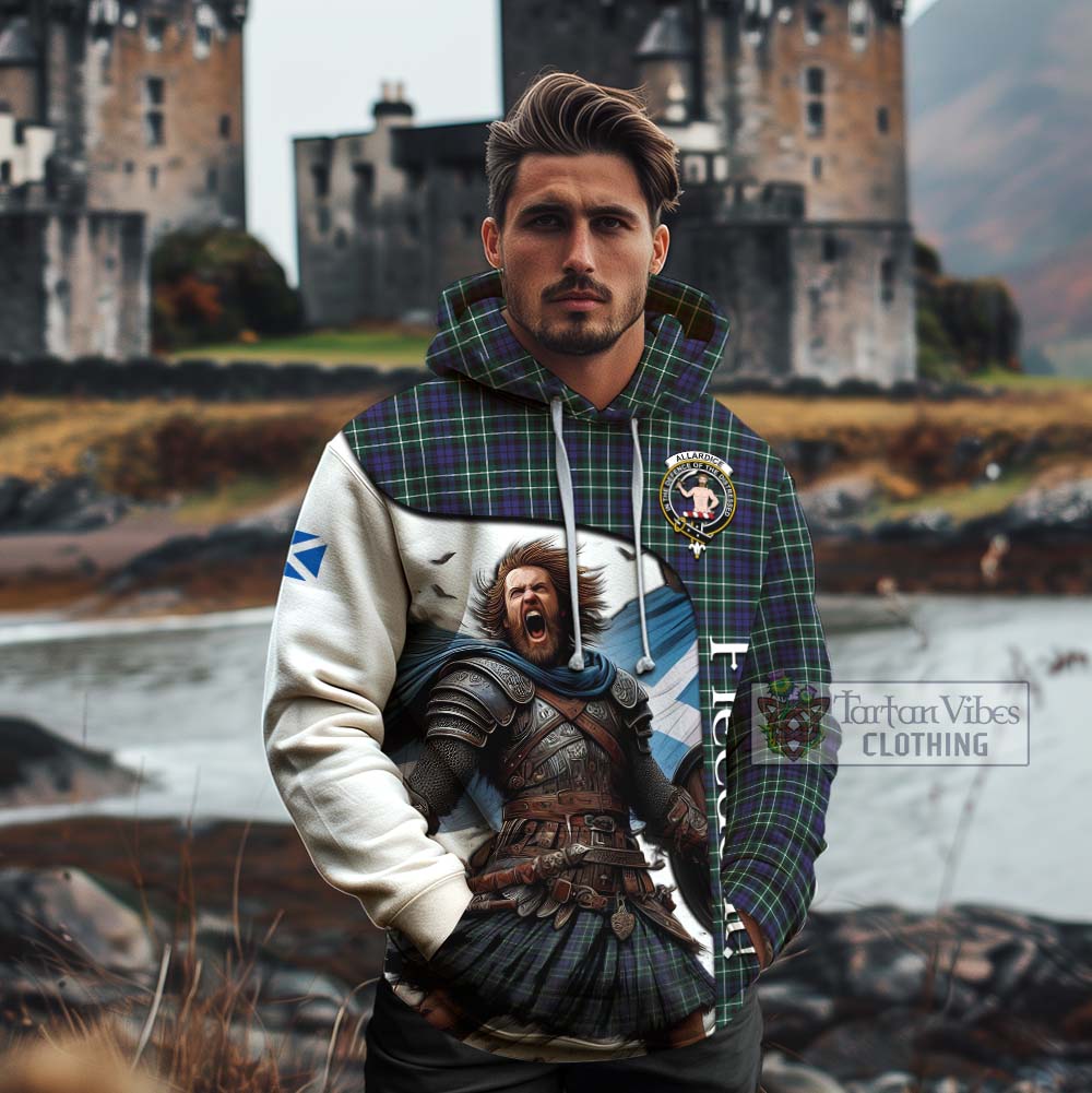 Tartan Vibes Clothing Allardice Crest Tartan Cotton Hoodie Inspired by the Freedom of Scottish Warrior