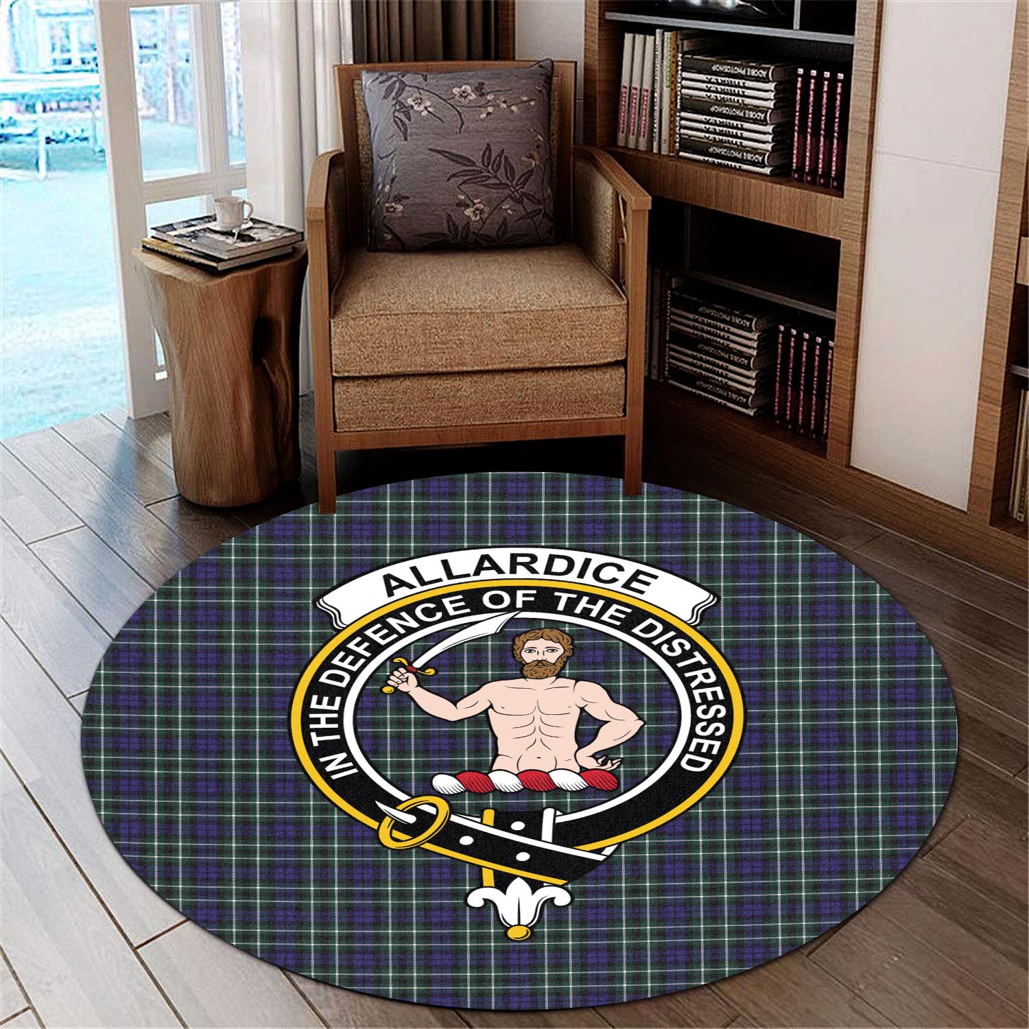 Allardice Tartan Round Rug with Family Crest - Tartanvibesclothing