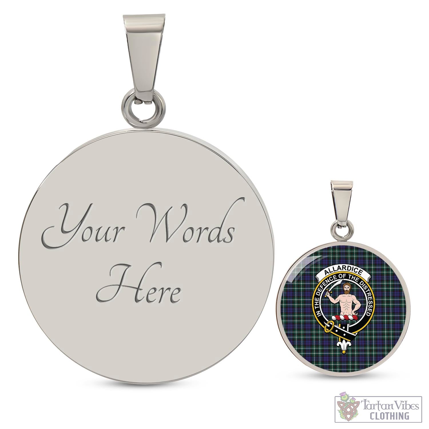 Tartan Vibes Clothing Allardice Tartan Circle Necklace with Family Crest