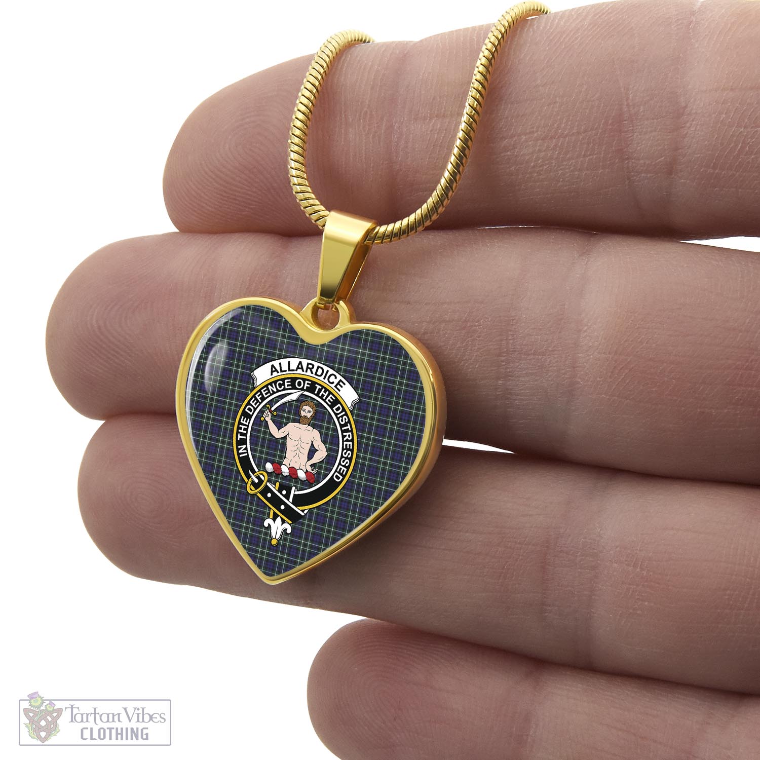Tartan Vibes Clothing Allardice Tartan Heart Necklace with Family Crest