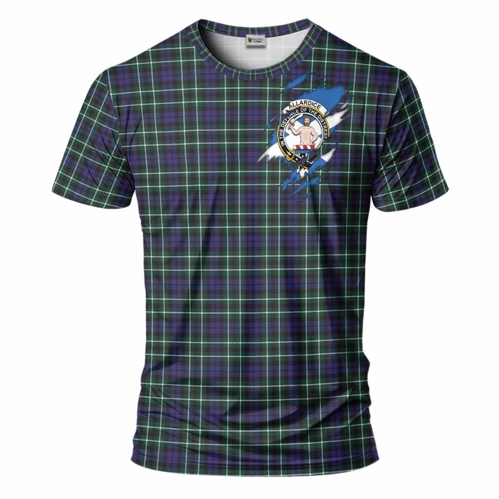 Allardice Clan Crest In Me Tartan T-Shirt Scotland Flag Style
