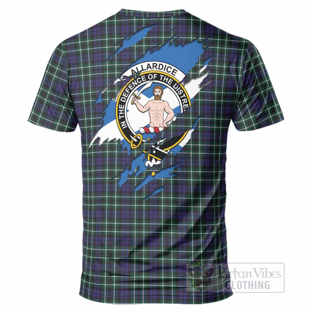 Allardice Clan Crest In Me Tartan T-Shirt Scotland Flag Style