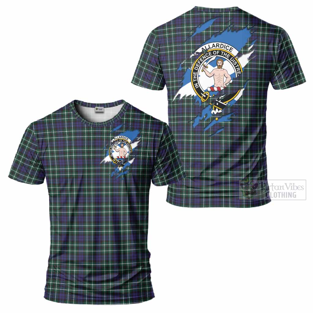 Allardice Clan Crest In Me Tartan T-Shirt Scotland Flag Style