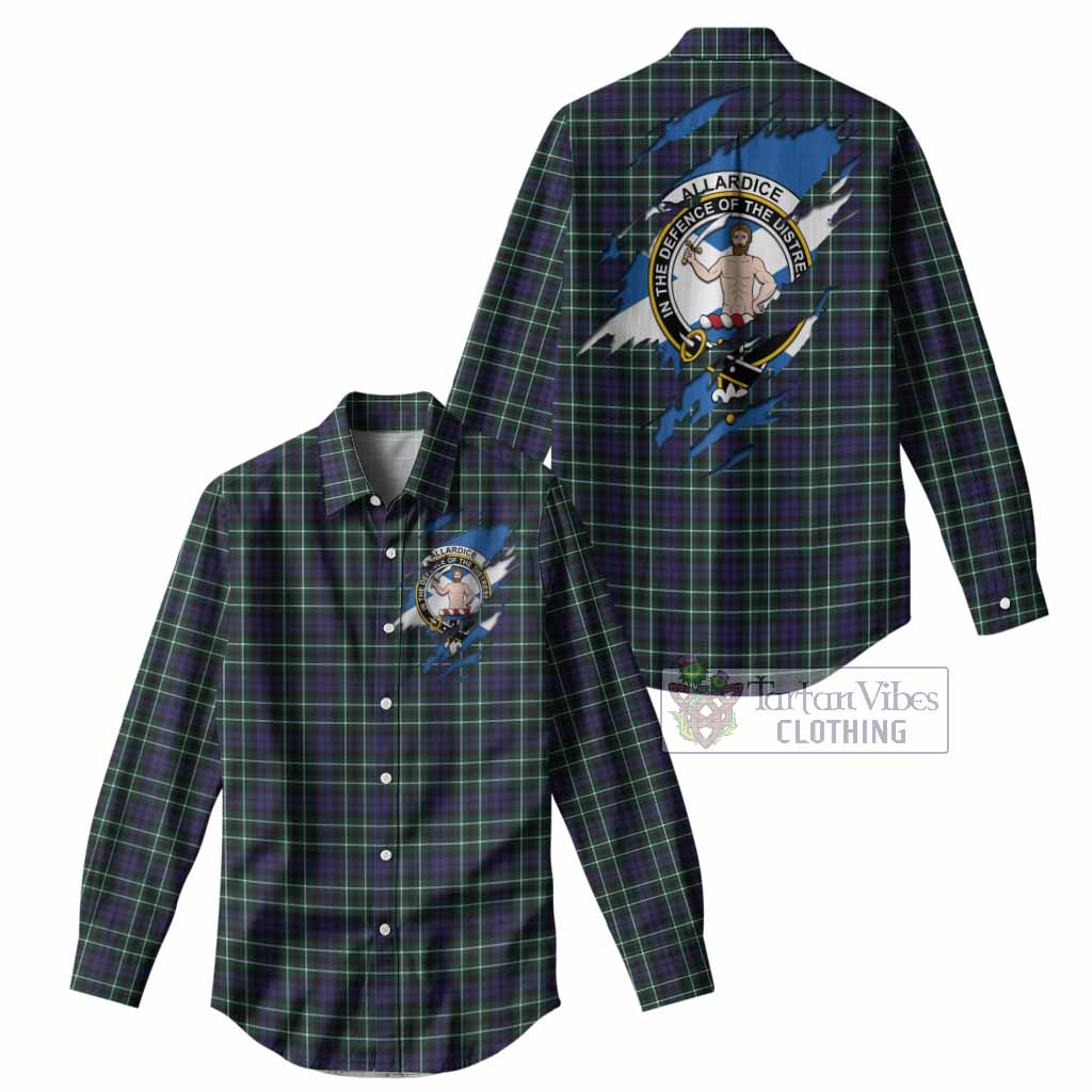 Allardice Clan Crest In Me Tartan Women Casual Shirt Scotland Flag Style