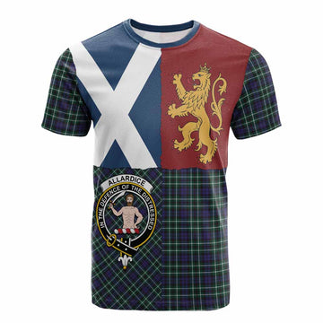 Allardice Crest Tartan Cotton T-shirt with Lion Rampant Saltire Style
