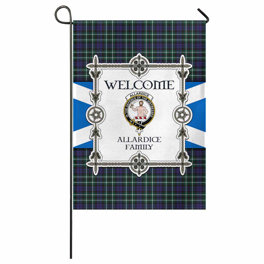 Allardice Family Crest Tartan Welcome Garden Flag Saltire Harmony Style - Tartan Vibes Clothing