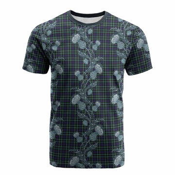 Allardice Tartan Cotton T-shirt Seamless Scottish Thistle Flowers