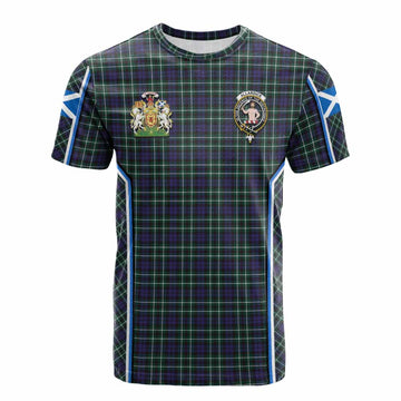Allardice Tartan Crest Cotton T-shirt Scotland Coat of Arm Flag Style