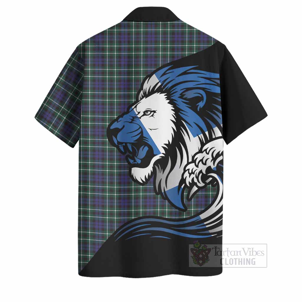 Allardice Tartan Crest Hawaiian Shirt Scottish Golden Lions Wave Flow
