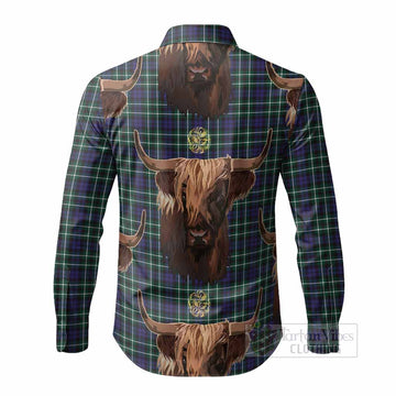 Allardice Tartan Crest Long Sleeve Button Shirts Scotland Heilan Coo Tartan Seamless Style
