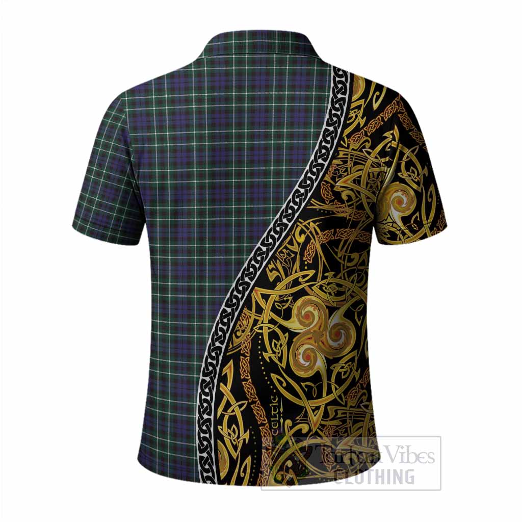 Allardice Tartan Crest Polo Shirt Celtic Knot and Triple Trickle Spiral Symbols