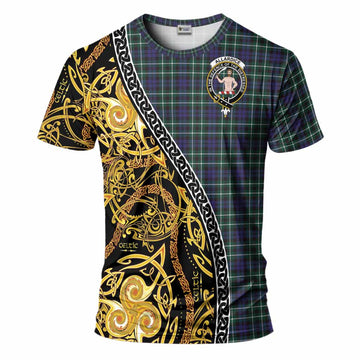 Allardice Tartan Crest T-Shirt Celtic Knot and Triple Trickle Spiral Symbols