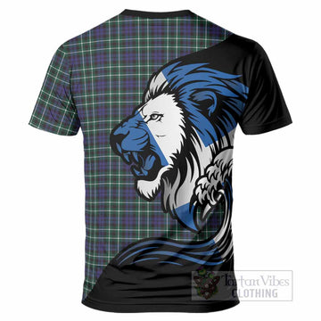 Allardice Tartan Crest T-Shirt Scottish Golden Lions Wave Flow