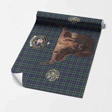 Allardice Tartan Crest Wrapping Paper Scotland Heilan Coo Tartan Seamless Style