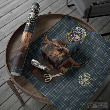 Allardice Tartan Crest Wrapping Paper Scotland Heilan Coo Tartan Seamless Style
