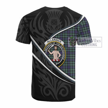 Allardice Tartan Family Crest Cotton T-shirt Celtic Scottish Thistle Floral