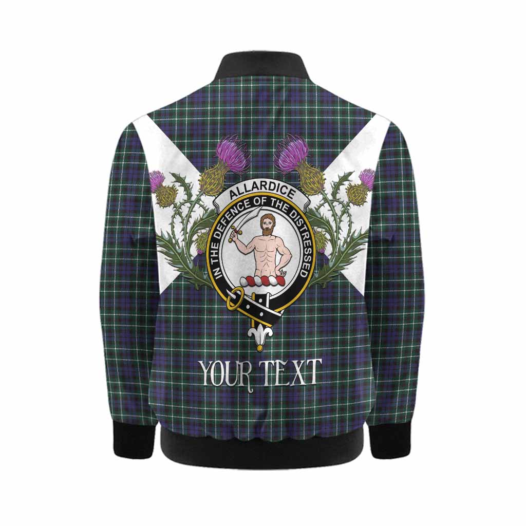 Allardice Tartan Family Crest Kid Bomber Jacket Scottish Burns Night Thistle Floral