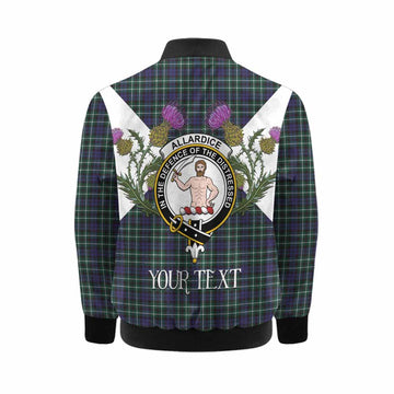 Allardice Tartan Family Crest Kid Bomber Jacket Scottish Burns Night Thistle Floral