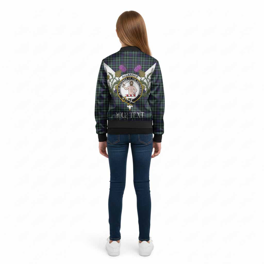 Allardice Tartan Family Crest Kid Bomber Jacket Scottish Burns Night Thistle Floral