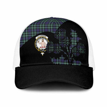 Allardice Tartan Family Crest Mesh Trucker Cap Scotland Thistle Floral Flag Style