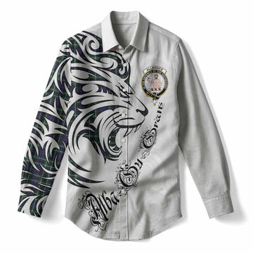 Allardice Tartan Lion Roar Women Casual Shirt Alba Gu Brath with Celtic Motifs