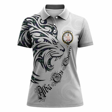 Allardice Tartan Lion Roar Women Polo Shirt Alba Gu Brath with Celtic Motifs