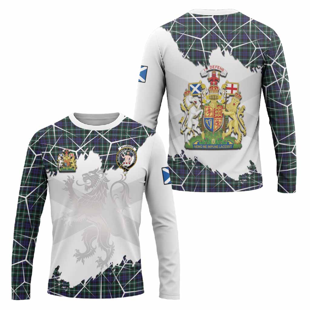 Allardice Tartan Long Sleeve T-Shirt with Family Crest and Lion Rampant Grunge Style