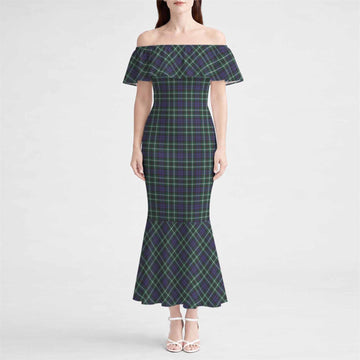 Allardice Tartan Off Shoulder Ruffle Mermaid Maxi Dress