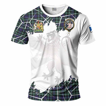 Allardice Tartan T-Shirt with Family Crest and Lion Rampant Grunge Style