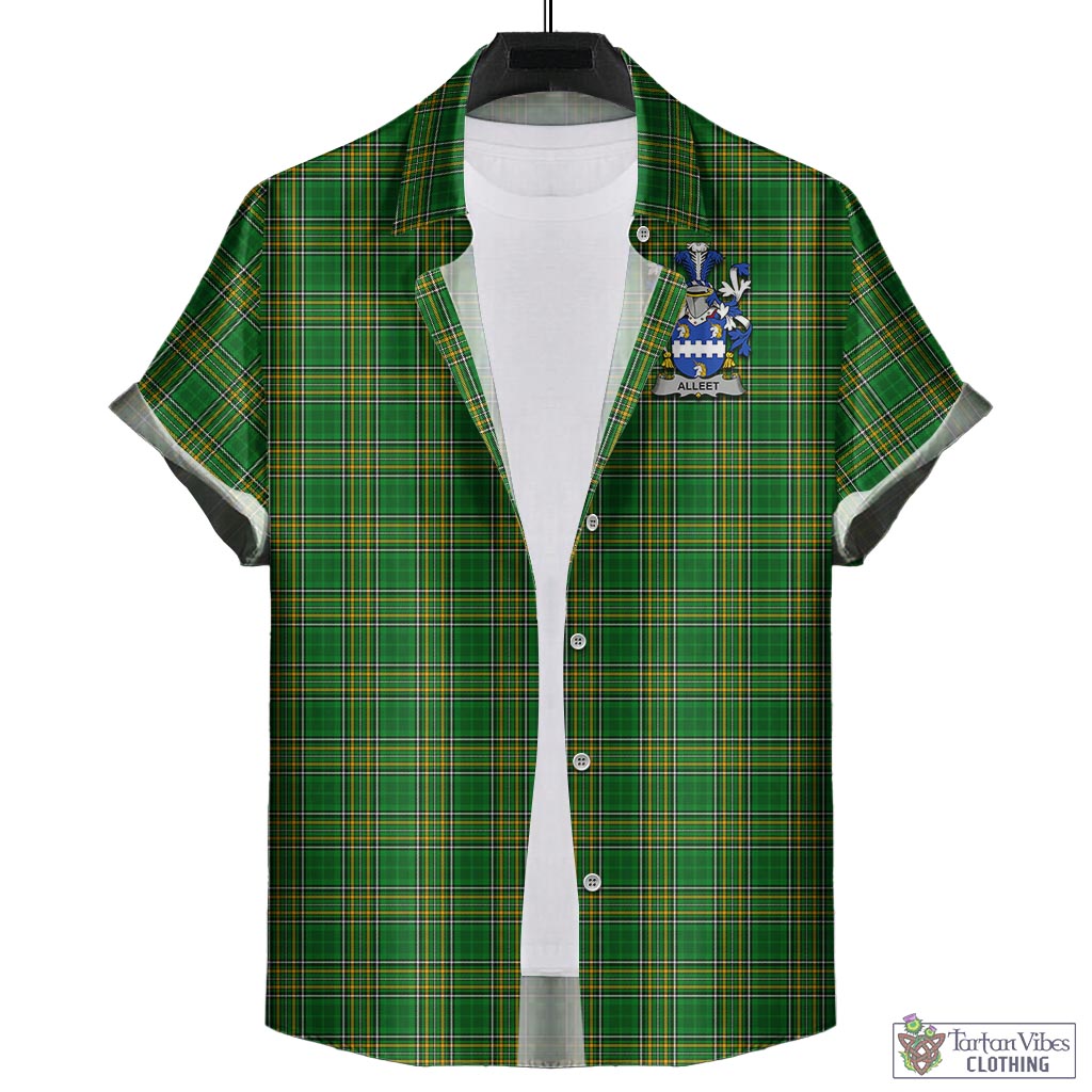 Tartan Vibes Clothing Alleet Ireland Clan Tartan Short Sleeve Button Up with Coat of Arms
