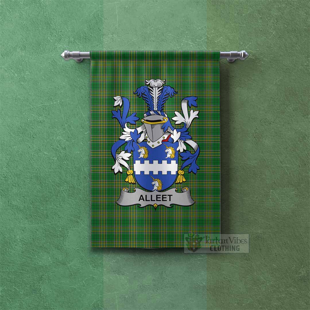 Tartan Vibes Clothing Alleet Irish Clan Tartan Gonfalon, Tartan Banner with Coat of Arms
