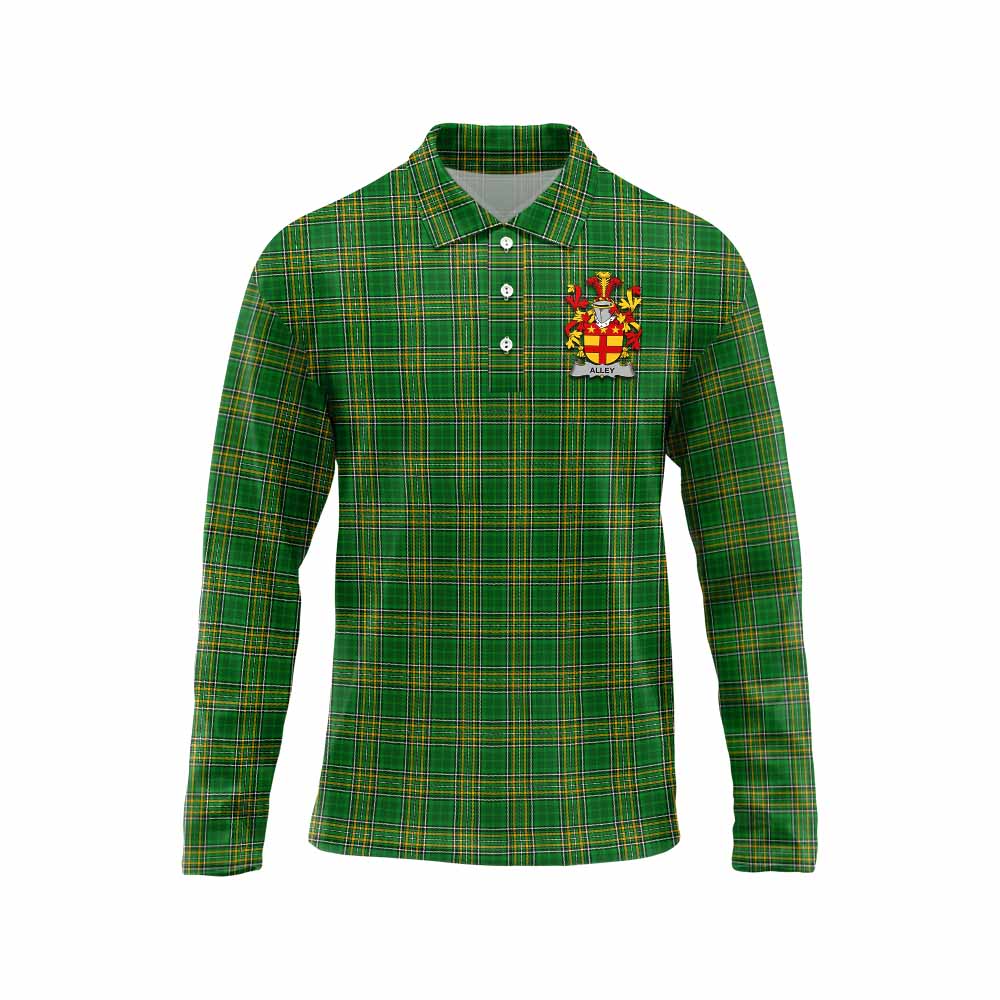 Tartan Vibes Clothing Alley Irish Clan Tartan Long Sleeve Polo Shirt with Coat of Arms