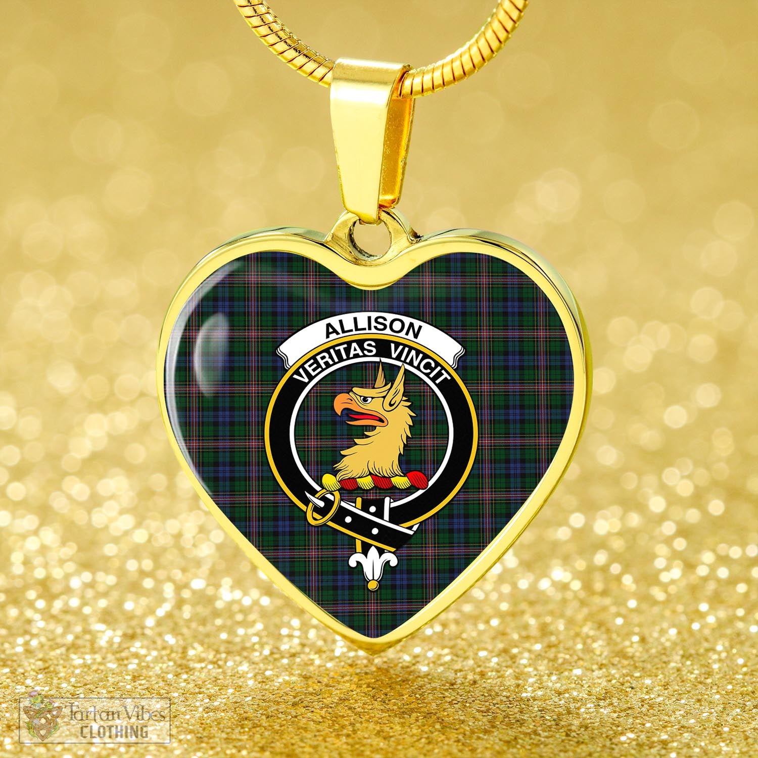 Tartan Vibes Clothing Allison Tartan Heart Necklace with Family Crest