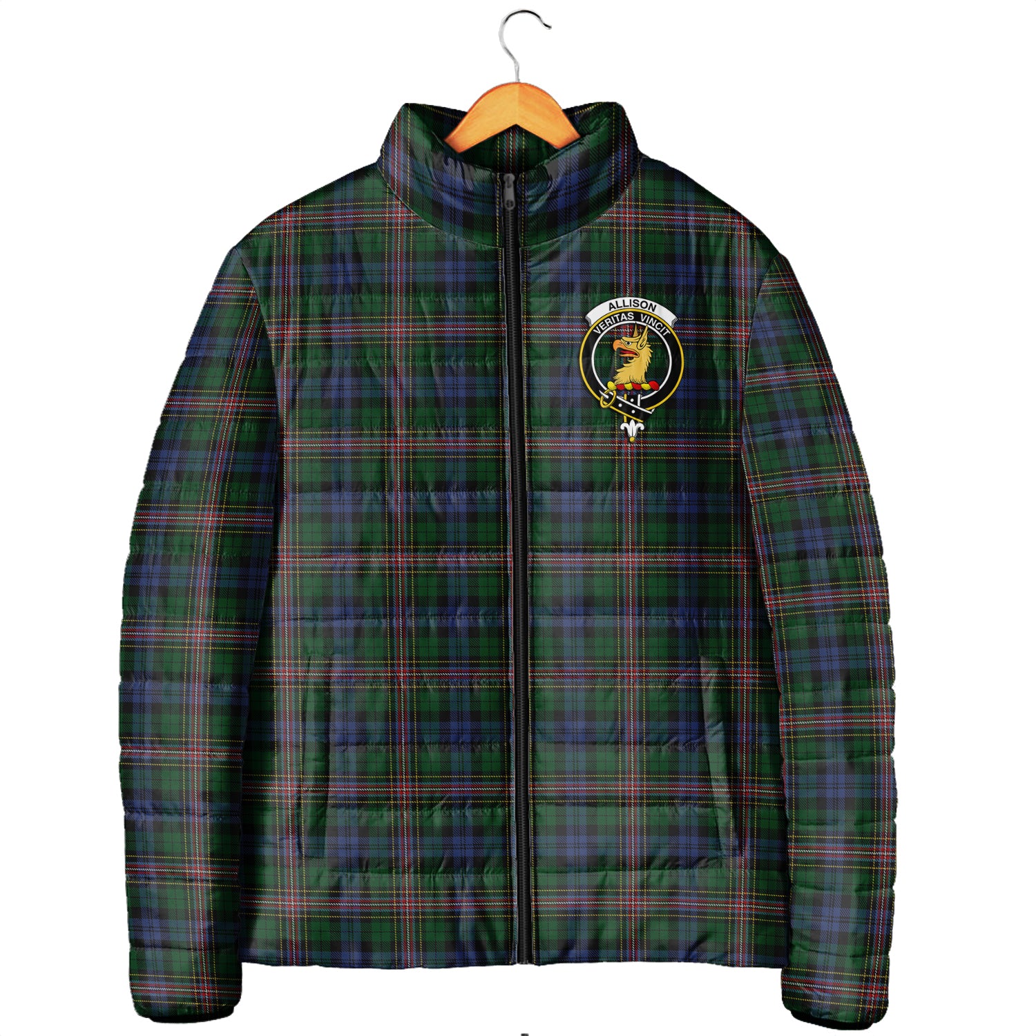 Allison Tartan Padded Jacket with Family Crest Men's Padded Jacket - Tartan Vibes Clothing